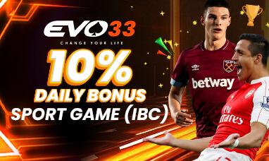 EVO33 promotional banner: 10% Daily Bonus — Sport (IBC)